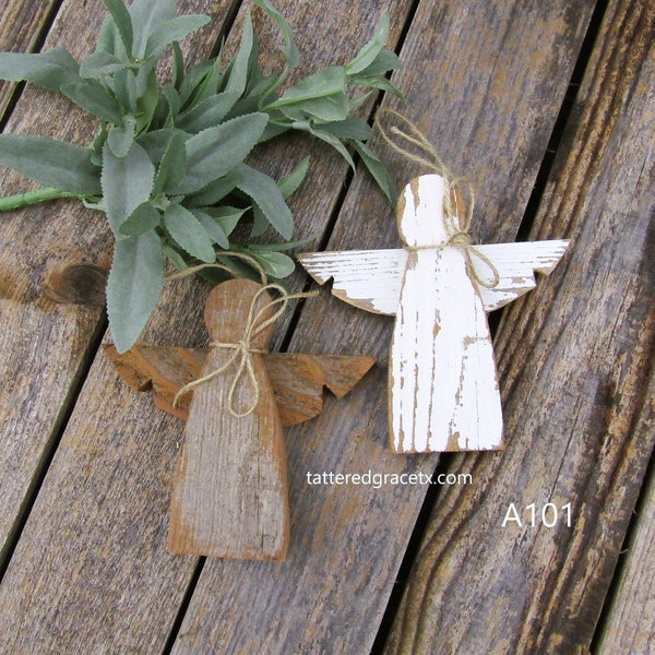 Rustic Angel Ornament, Handmade Christmas Decor , Religious Gift, Christmas Angel, Sold Individually or in Sets, A101