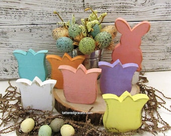 Small Tulip Bloom, Spring Flowers, Tiered Tray Decor, Easter Decor, Spring Tray, Wood Tulip, Rustic, Sold Individually or in Sets, T104