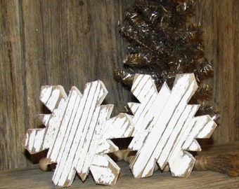 5 1/2 Inch Wood Snowflake Shelf,  Winter and Christmas Table Top Decor, Christmas Decor, Holiday Decor, Winter Wonderland, Sold Individually