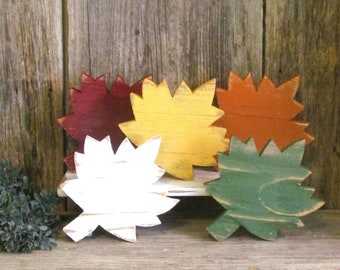 7 Inch Rustic Fall Leaf Shelf Sitter or Fall Tiered Tray Decor, Fall Decor, Thanksgiving Decoration, Handmade Decor, Reclaimed Wood Decor,