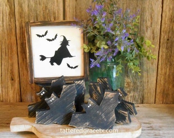 Small Wooden Bat Bowl Fillers or Tiered Tray Decor,  Rustic Halloween Bats, Halloween Decorations, Single (1) or Set