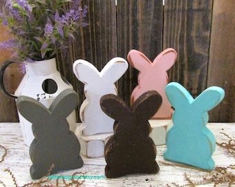 5 Inch Wooden Rabbit, Easter Decor, Chocolate Bunny,  Easter Tiered Tray Decor, Spring Decorations, Easter Basket Filler, Shelf Rabbit R100