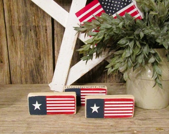Mini Wood Flag, Patriotic Decor, Americana Decor, Tiered Tray Flag, Independence Day Decor