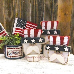Rustic Uncle Sam: Handmade Patriotic Tiered Tray Decor