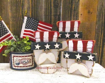 Patriotic Uncle Sam, Patriotic Tiered Tray, Rustic Uncle Sam, Independence Day Decor, July 4th Decor, Sold Individually U200a