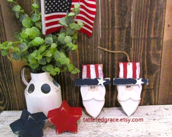 Rustic Uncle Sam, Patriotic Bowl Filler, Independence Day Decor, Fourth of July Decor, Americana Decor, Rustic Home Decor, Sold Individually