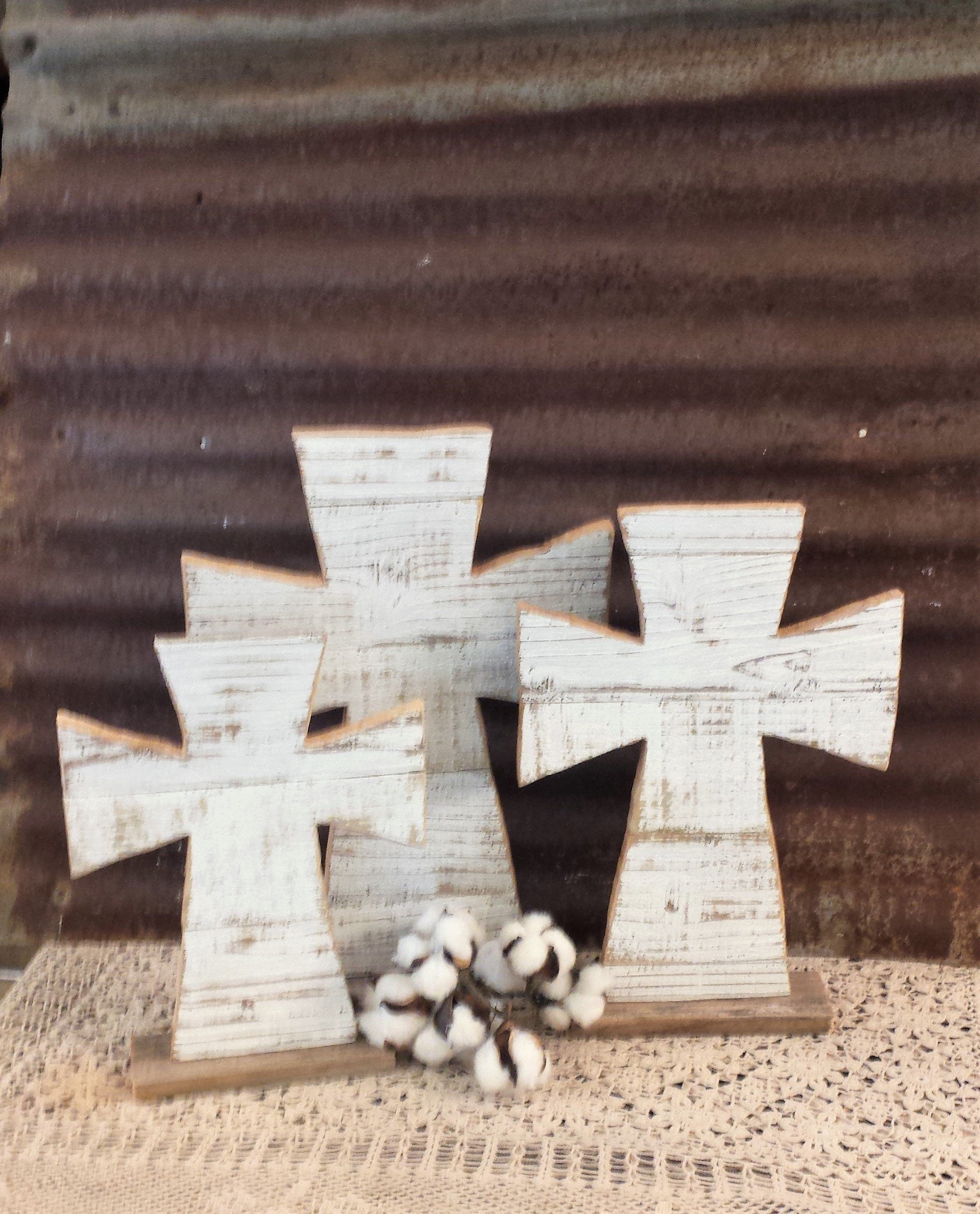 Reclaimed Wood Cross Single or Set of 3, Religious Decor, Rustic Cross