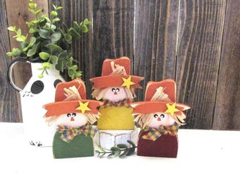 Small Wood Scarecrow,  Bowl Filler, Fall Tiered Tray Decor,  Fall Decor, Thanksgiving Decor, Fall, Sold Individually or in sets
