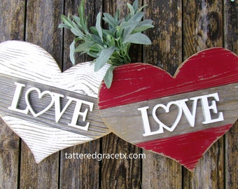 Wood Hanging Heart , Rustic Valentine's  Wall Heart, Valentine's Gift,  Heart Home Decor, Sold Individually