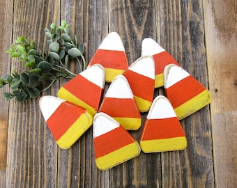 Wood Candy Corn,  Fall Decor, Bowl Fillers, Tiered Tray Decor, Candy Corn Decor, Halloween Decorations, sold individually or in sets