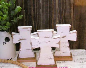 Small Wooden Cross, Rustic Cross Decor, Religious Decor, Table Top Cross, Cross for Tiered Tray, Shelf Sitter Cross, Religious Gift,  C203