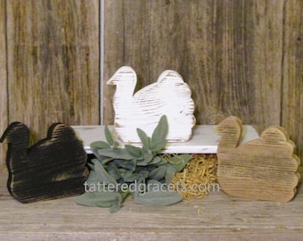 4 1/2 Inch Wood Turkey Fall Decor, Shelf Sitter or Tiered Tray Decor,  Fall Turkey, Table Top Decor, Thanksgiving Decor, Sold Individually