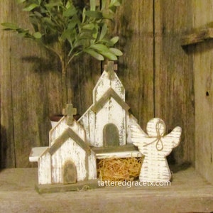 Small Wood Church, Religious Decorations, Reclaimed Wood Church, Christmas Decorations, Holiday Decor, Available in 2 Sizes. C201, C201a