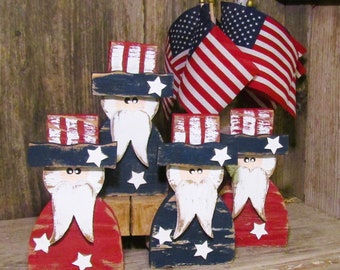 7 Inch Patriotic Uncle Sam, Patriotic Tiered Tray, Rustic Uncle Sam, Independence Day Decor, July 4th Decor, U200