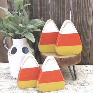 Chunky Wood Candy Corn, Halloween Decor, Fall Decorations, Rustic Candy Corn, Halloween Shelf Sitter, Fall Table Decor, Sold Individually