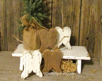 Angel Wing Ornament, Rustic Christmas Decorations, Angel Decor, Christmas Ornament, Holiday Decor, Sold Individually or in sets, A104