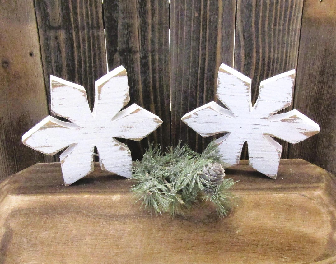 Rustic Wood Snowflake: Distressed White Winter Decor, 6 Inch - Etsy