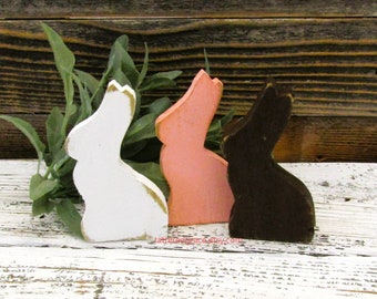 Rustic Wooden Rabbit, Easter Bowl Fillers, Chocolate Bunny,  Easter Decor, Spring, Tiered Tray Decor, Easter Bunny,  Single (1) or Set, R101