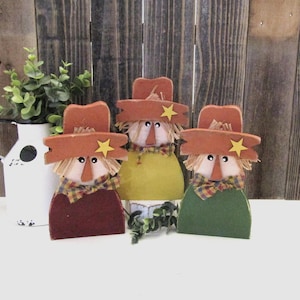 7 1/2 Inch Rustic Scarecrow, Fall Tiered Tray Decor, Farmhouse Scarecrow, Wood Scarecrow, Fall Decoration, Sold Individually