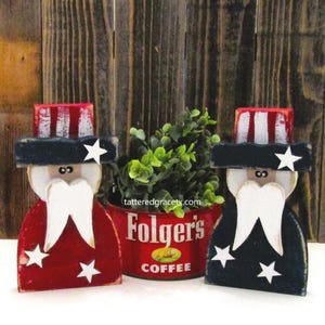 Handmade Patriotic Uncle Sam Decor: Rustic 4th of July Tiered Tray