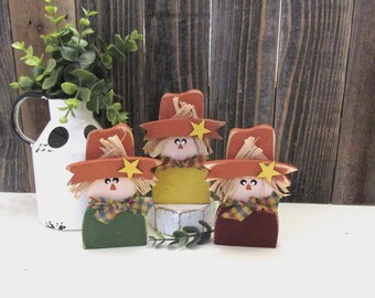 Small Wood Scarecrow,  Bowl Filler, Fall Tiered Tray Decor,  Fall Decor, Thanksgiving Decor, Fall, Sold Individually or in sets