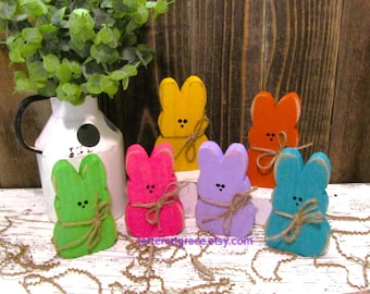 Small Wooden Peep, Bowl Filler, Easter Decor, Primitive, Easter Tiered Tray Decor, Wood Bunny, Basket Filler,  Single (1) or Set, P100