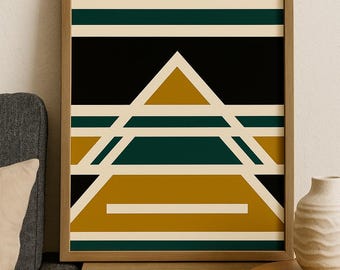 Framed Geometric Wall Art Print: Boho Tribal Desert Decor, 11x14