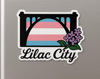 Lilac City Trans Pride Magnet: Spokane LGBTQ+ Vinyl Magnet
