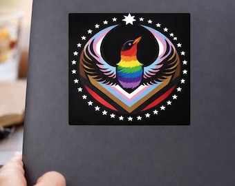 Progressive Pride Bird Sticker | LGBTQ Resistance Vinyl Decal