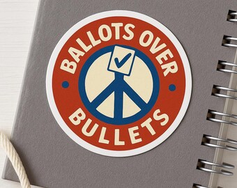 Ballots Over Bullets Peace Sign Sticker | Voting Rights Vinyl Decal
