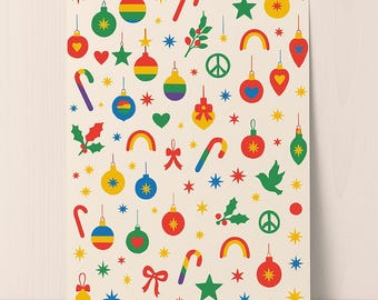 Rainbow Pride Holiday Wrapping Paper | Festive Gift Wrap | LGBTQ+ Christmas