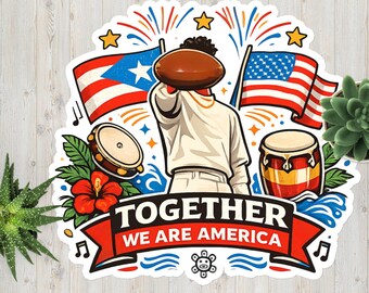 Together We Are America Puerto Rican American Unity Magnet: Cultural Heritage Pride Fridge Decor