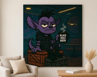 Gothic Alien Coffee Canvas Art: Black Hole Brew - Sci-Fi Decor