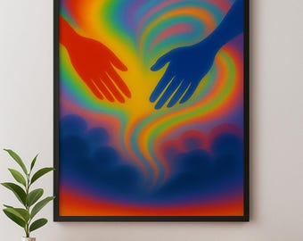LGBTQ+ Rainbow Hands Art Print: Queer Pride Wall Decor, 11x14”