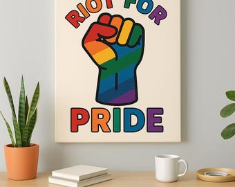 Rainbow Fist Pride Canvas: HBTQ-protestkonst, Queer-dekor (11x14-tryck)