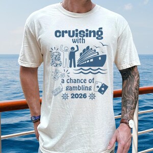 Comfort Colors cruising with a chance of gambling t-shirt, shirt for cruise fans, tee for vacay, cruising outfit, gift for cruiser gambler