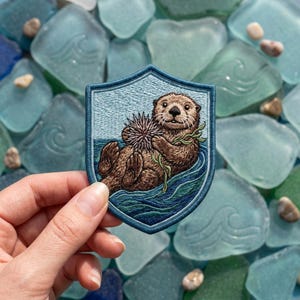 Custom Name Otter Patch Embroidered, Funny Ocean Animal Iron On Gift Women, Coastal for Jacket Hat Garden Decor, Botanical Gift for Summer