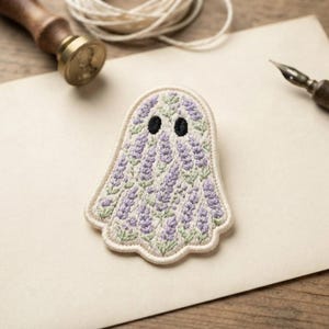 Custom Name Embroidered Funny Ghost Patch, Cute Flower Halloween Party Iron On Gift, Floral for Jacket Decor Gifts for Men Women, Christmas