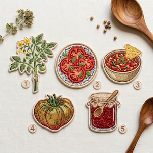 Custom Name Embroidered Tomato Patch Set, Garden Iron On Gifts for Men, Kitchen Food Garden Decor, Farm Jacket Backpack Gift for Women