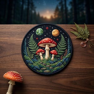 Custom Name Embroidered Mushroom Patch, Forest Iron On Gift for Men, Nature Camping Lovers, Jacket Backpack Gift Decor Garden, Botanical