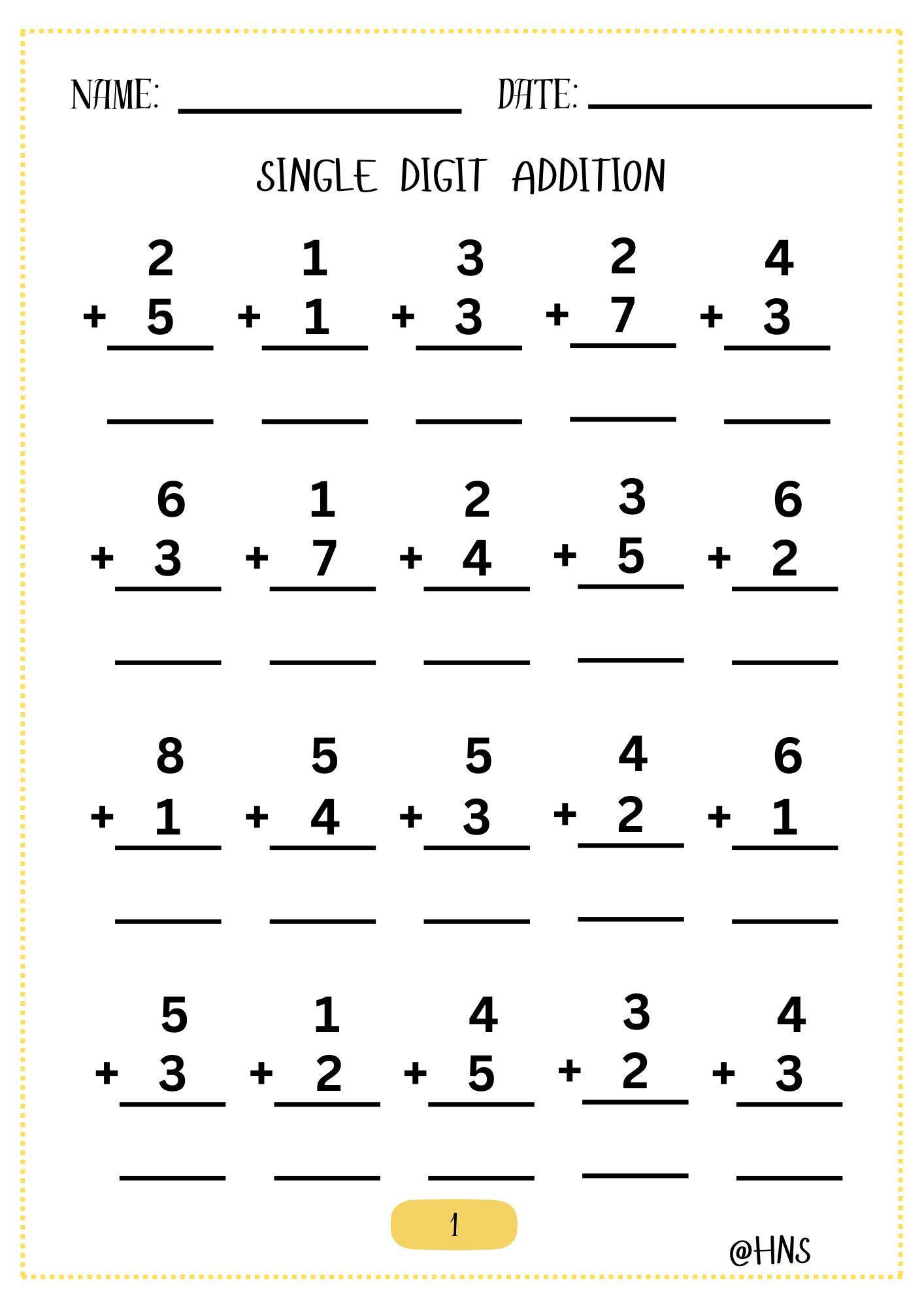 Basic Mathematics Addition Worksheet