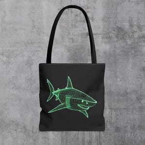 Neon Shark Tote Bag