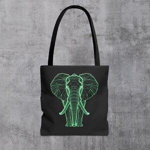 Neon Elephant Tote Bag Modern Safari Animal Zoo Art School Work Gear Gift Idea Teen College Dorm Gamer Mancave Kids Birthday