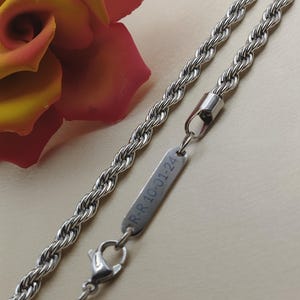 Silver Personalized Rope chain,Engraved Name Necklace,Custom Stainless steel Paperclip,Curb,snake,Twist Chain,Personalized Gift For Her&Him