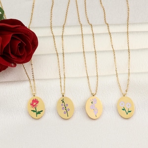 18k Gold Filled Birth Flower Necklace,Gold Floral Necklace,Tarnish Free Jewellery,Gift For Her,Bridesmaid Gift,Christmas Gifts