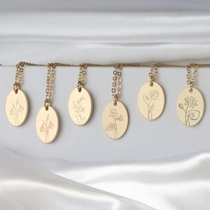 Personalized Birth Flower Necklace,Birth Flower Jewelry,Gold Birth Month Flower Necklace,Gift For Her,Birth Floral Pendant,Christmas Gift