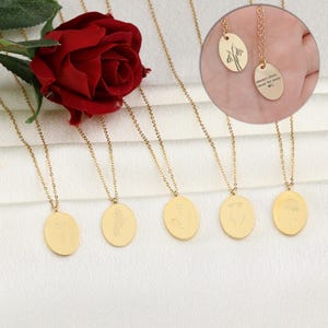 Personalized Birth Flower Necklace,Birth Flower Jewelry,Gold Birth Month Flower Necklace,Christmas gift,Birth Floral Pendant,Bridesmaid Gift