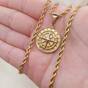 Mens Compass necklace,personalized Engraved Compass Jewelry,Silver,Gold Compass,Waterproof Necklace,North Star Necklace,Christmas gift