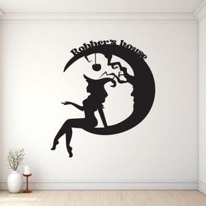 Witch on Moon Metal Sign - Spooky Halloween Wall Decor