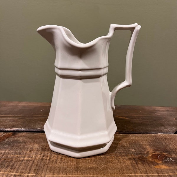 Vintage Red Cliff Ironstone Pitcher East Hampton Style French Farmhouse Decor Milk Pitcher 1900-1920 Antique Ironstone